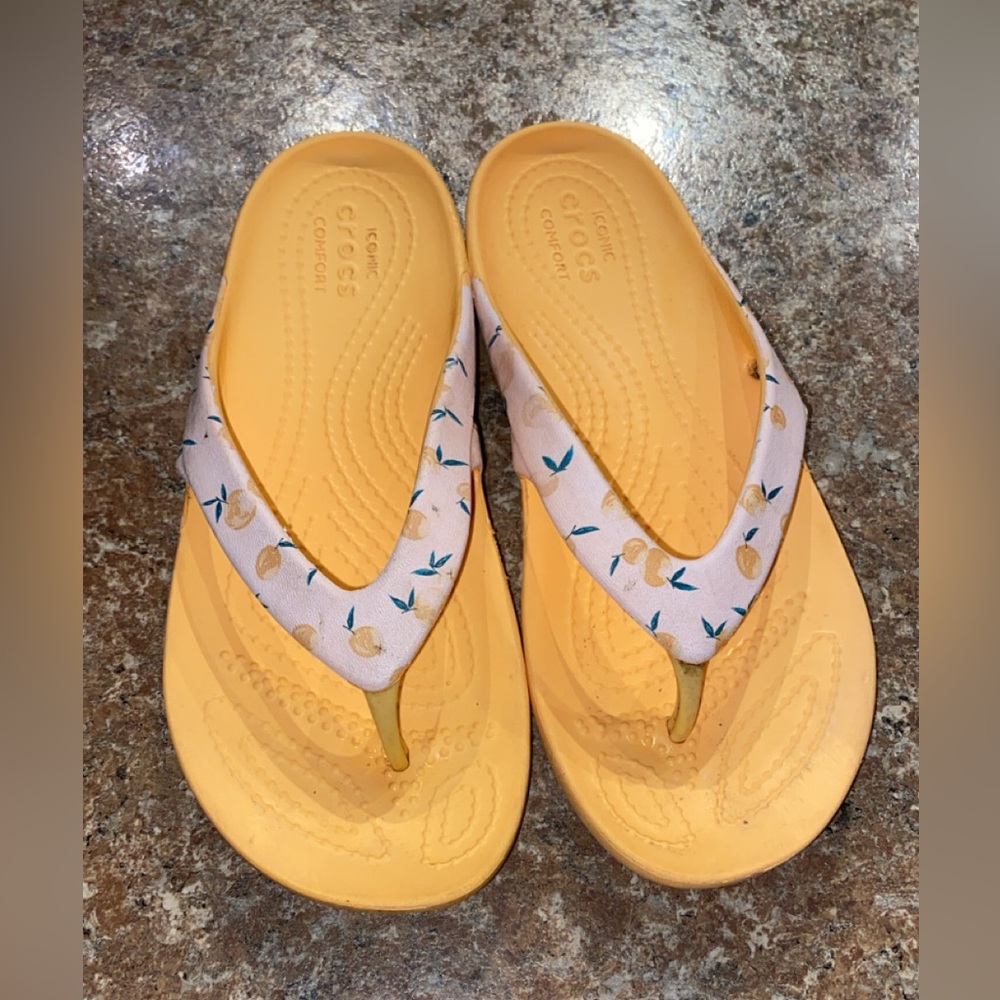 CROCS Orange Sandals with Oranges on Strap
